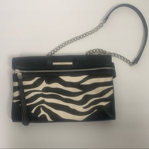 NINE WEST ZEBRA SHOULDER BAG/ CLUTCH leather and faux fur